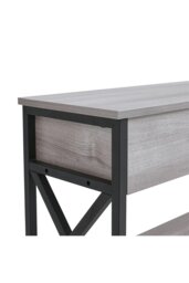Rackhams 3 Tier Industrial Style Narrow Wooden Console Table with Drawers and Shelves - Grey - thumbnail 4