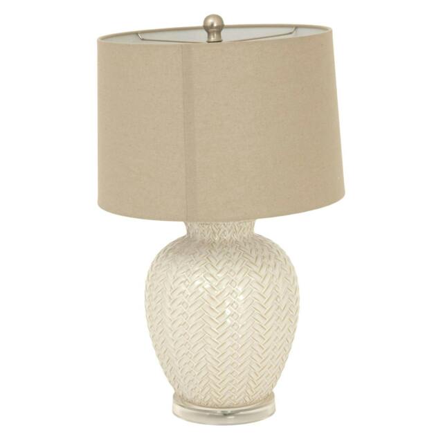 Rackhams Twill Weave Table Lamp (UK Plug) - White - One Size - White - 100% Mixed - image 1