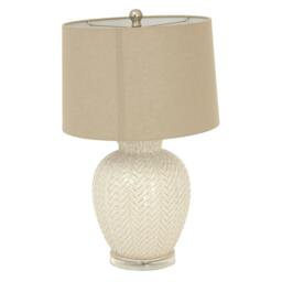 Rackhams Twill Weave Table Lamp (UK Plug) - White - One Size - White - 100% Mixed - thumbnail 1