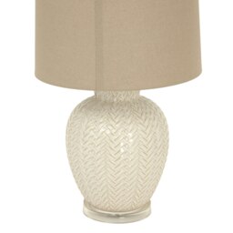 Rackhams Twill Weave Table Lamp (UK Plug) - White - One Size - White - 100% Mixed - thumbnail 3
