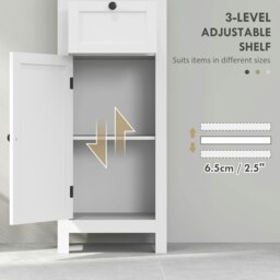 Rackhams Slim Bathroom Storage Cabinet with Open Shelves and Drawer, White - White - thumbnail 4