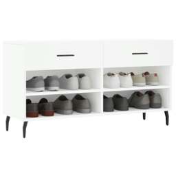 Rackhams Shoe Bench White 102x35x55 cm Engineered Wood - thumbnail 3