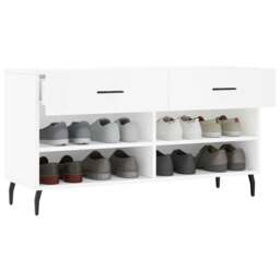 Rackhams Shoe Bench White 102x35x55 cm Engineered Wood - thumbnail 4