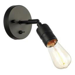 Rackhams Matte Black Switched Wall Light with Adjustable Knurled Metal Head - thumbnail 2