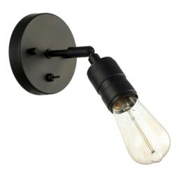 Rackhams Matte Black Switched Wall Light with Adjustable Knurled Metal Head