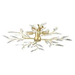 Rackhams Modern Brushed Gold Plated Branch Ceiling Light Fitting with Acrylic Leaves - thumbnail 4