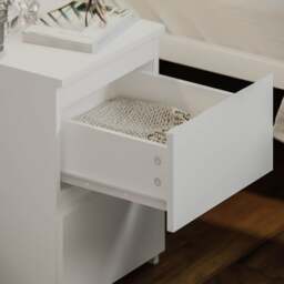 Rackhams Carlton 2 Drawer Bedside Table Cabinet in Gloss White - White - thumbnail 5