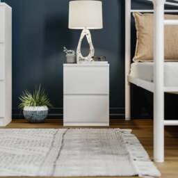 Rackhams Carlton 2 Drawer Bedside Table Cabinet in Gloss White - White - thumbnail 3