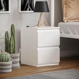 Rackhams Carlton 2 Drawer Bedside Table Cabinet in Gloss White - White - thumbnail 4