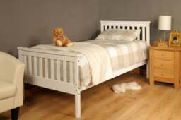 Rackhams Atlantis Wooden Bed Frame - A Classic and Timeless Addition to Your Bedroom Decor - White - Double - thumbnail 1