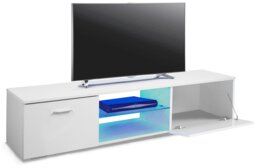 "Rackhams Auriga White Modern TV Cabinet for Flat TV Screens of up to 65"" Entertainment Unit with Shelves and Built-in Blue LED Lights" - thumbnail 2