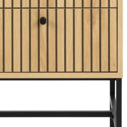 Rackhams Albany 2 Drawer Bedside Table in Oak/Black Legs - 1 - Oak & Black - Manufactured wood,Powder coated Steel - thumbnail 6