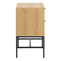Rackhams Albany 2 Drawer Bedside Table in Oak/Black Legs - 1 - Oak & Black - Manufactured wood,Powder coated Steel - thumbnail 3