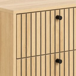 Rackhams Albany 2 Drawer Bedside Table in Oak/Black Legs - 1 - Oak & Black - Manufactured wood,Powder coated Steel - thumbnail 5