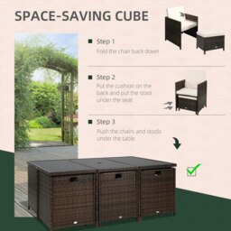 Rackhams 11PC Garden Rattan Dining Set Cushion Patio Table Chair Conservatory - Brown - Aluminium, polyester, PE rattan - 175cmx116cmx74cm - thumbnail 4