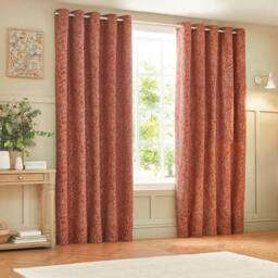 Rackhams Nature Grantley Jacquard Eyelet Curtains - Brick - 117cm x 183cm - Brick - 100% Polyester - thumbnail 2