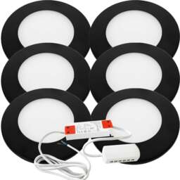 Rackhams Loops 6x MATT BLACK Ultra-Slim Round Under Cabinet Kitchen Light & Driver Kit - Warm White Diffused LED - thumbnail 1