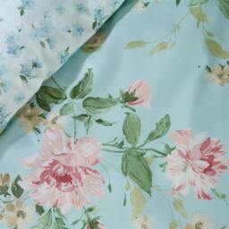 Rackhams Avebury Floral Reversible Duvet Cover Set Duck Egg Blue - Double - Duck Egg Blue - thumbnail 4