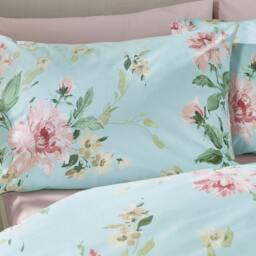 Rackhams Avebury Floral Reversible Duvet Cover Set Duck Egg Blue - Double - Duck Egg Blue - thumbnail 3