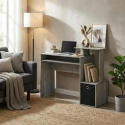 Rackhams Econ Multipurpose Home Office Computer Writing Desk w/Bin, French Oak Grey Crafted for Practical Use and Stylish Living Spaces - thumbnail 5