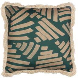 Rackhams Oromo Fringe Cushion Cover - Green - 45cm x 45cm - Green - 100% Polyester
