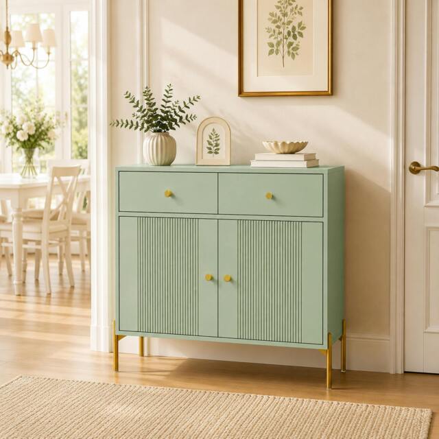 Rackhams Modern Sideboard with 2 Drawers, and Adjustable Shelf, Light Green - image 1