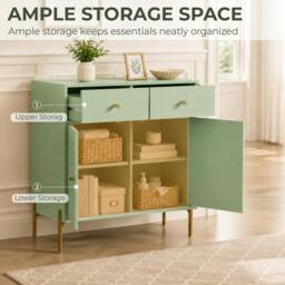 Rackhams Modern Sideboard with 2 Drawers, and Adjustable Shelf, Light Green - thumbnail 4