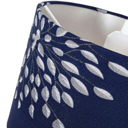 Rackhams Modern Navy Midnight Blue Drum Lampshade with Off-White Floral Decoration - thumbnail 3