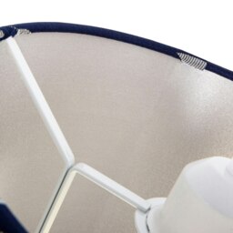 Rackhams Modern Navy Midnight Blue Drum Lampshade with Off-White Floral Decoration - thumbnail 4