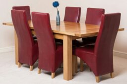 Rackhams Seattle Oak Extending Dining Table with Lola Leather Chairs - 8 chairs - Brown - thumbnail 5