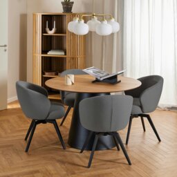 Rackhams Darlene Dining Chair with Armrest and Swivel Function in Grey - 1 - thumbnail 5