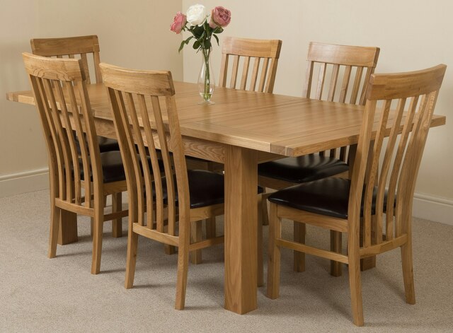 Rackhams Seattle Oak Extending Dining Table with Harvard Oak Chairs - Natural Oak - 6 chairs - image 1