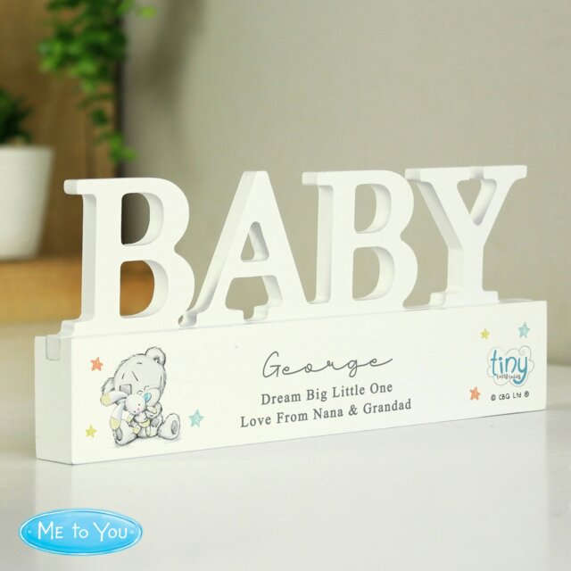 Rackhams Personalised Tiny Tatty Teddy Wooden Baby Ornament - image 1