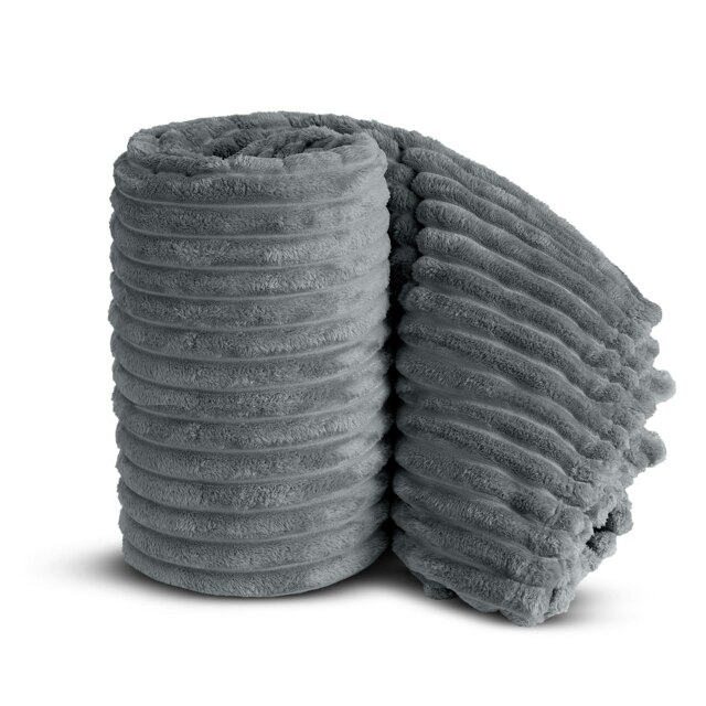 Rackhams Chunky Cord Super Soft Plush Heavy Blanket - 150cm x 200cm - Silver - image 1