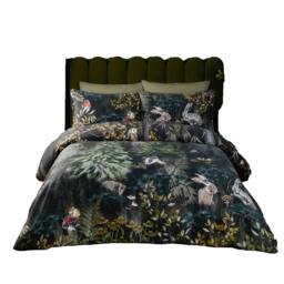 Rackhams Reversible Cotton Sherwood Duvet Cover Set - Forest Green/Black - Single - Forest Green/Black - 100% Cotton - thumbnail 1