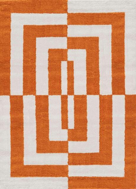 Rackhams Joli Geometric Orange & White Rug - 200X290 cm - image 1