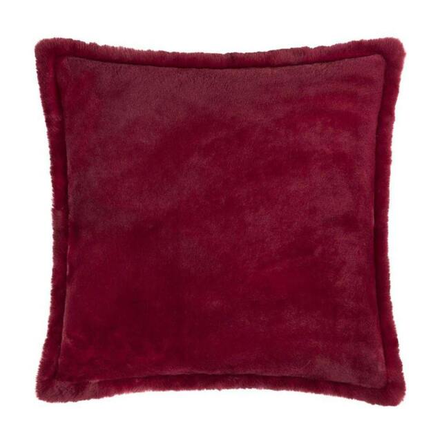 Rackhams Kallu Faux Fur Cushion Cover - Berry - 45cm x 45cm - Berry - 100% Polyester - image 1