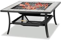 Rackhams SHANGO Premium Multi-Functional Black with Ceramic Tiles Outdoor Garden and Patio Square Heater Fire Pit Brazier and Outdoor Table - thumbnail 3