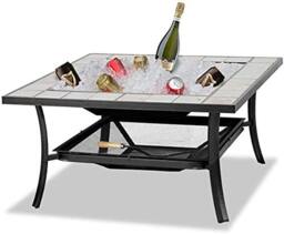 Rackhams SHANGO Premium Multi-Functional Black with Ceramic Tiles Outdoor Garden and Patio Square Heater Fire Pit Brazier and Outdoor Table - thumbnail 5