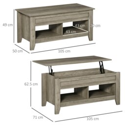 Rackhams Lift Top Coffee Table w/  Hidden Storage Compartment & Shelves Oak - Oak - thumbnail 5