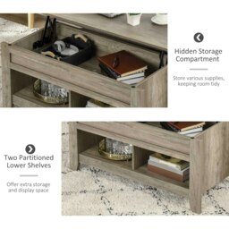 Rackhams Lift Top Coffee Table w/  Hidden Storage Compartment & Shelves Oak - Oak - thumbnail 4