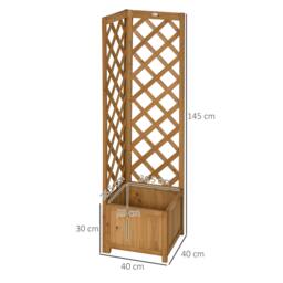 Rackhams Wooden Planter with Corner Trellis, Raised Garden Bed, Brown - thumbnail 3