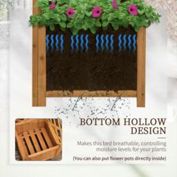 Rackhams Wooden Planter with Corner Trellis, Raised Garden Bed, Brown - thumbnail 5