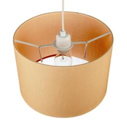 Rackhams Designer Soft Apricot Cream Textured Linen Fabric Circular Lamp Shade - thumbnail 3