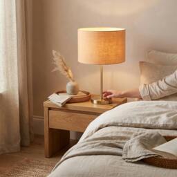 Rackhams Designer Soft Apricot Cream Textured Linen Fabric Circular Lamp Shade - thumbnail 6