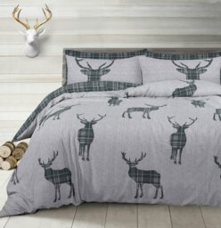 Rackhams Stag Reversible Printed Cotton Blend Duvet Cover and Pillowcase Set - Brown - Double - thumbnail 4