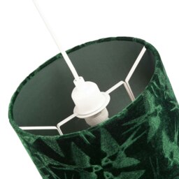 Rackhams Bird Decorated Dark Forest Green Velvet Fabric Lamp Shade with Inner Lining - thumbnail 5
