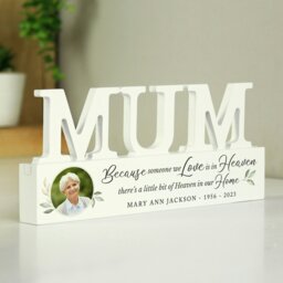 Rackhams Personalised Botanical Memorial Photo Upload Wooden Mum Ornament - thumbnail 2