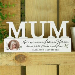 Rackhams Personalised Botanical Memorial Photo Upload Wooden Mum Ornament - thumbnail 4