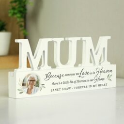 Rackhams Personalised Botanical Memorial Photo Upload Wooden Mum Ornament